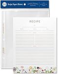 Jot & Mark Recipe Card Paper Full Page 8.5x11 with Crystal Clear Page Protectors for 3 Ring Binder, 30 Count (Pinwheel Floral)