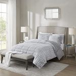 Madison Park Soft Plush Comforter Long Faux Fur Design, Mid Century, Modern All Season Down Alternative Bedding Set with Matching Sham, Full/Queen, Gia, Grey 3 Piece