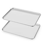 Baking Sheets Set of 2, HKJ Chef Cookie Sheets 2 Pieces Stainless Steel Baking Pans & Toaster Oven Tray Pans, Rectangle Size 20L x 14W x 1H inch & Non Toxic & Healthy & Easy Clean…