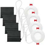 Globe Electric 91125 3" Ultra Slim LED Integrated Recessed Lighting Kit 4-Pack, 6 Watts, Energy Star, IC Rated, Dimmable, Wet Rated, White Finish, 3.25" Hole Size, Bathroom Lights, Outdoor Lighting