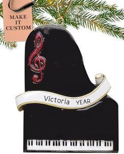 Personalized Musical Ornament 2024 – Fast & Free 24h Customization – Piano Christmas Ornament for Tree – Custom Gift Wrapped Classic Piano Keepsake for Music Lovers