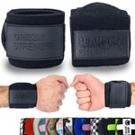 BEAR GRIP - Premium Heavy Duty Weight Lifting Wrist Wraps, Bodybuilding, Crossfit, Powerlifting, StrongMan (Black, 24 Inches)