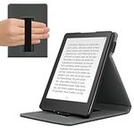 kwmobile Cover Compatible with Kobo Aura Edition 2 - Case with Strap + Stand - Black