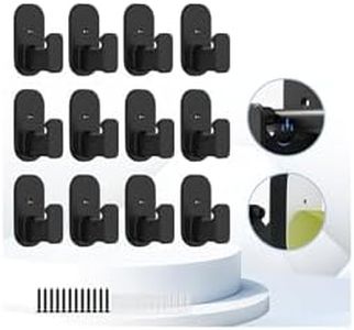 TKZTKZ No Drill Curtain Rod Brackets:Self Adhesive Curtain Rod Holders for Rod 5/8"No Screw,Curtain Rod Bracket No Drilling Heavy Duty,No Damage Stick on Curtain Rod Hooks Hangers No Nail,Black,12Pack