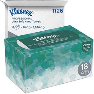 Kleenex Hand Towels (11268), Ultra Soft and Absorbent, Pop-Up Box, 18 Boxes / Case, 70 Paper Hand Towels / Box, 1,260 Sheets / Case