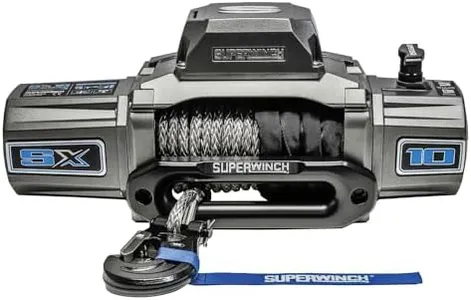 Superwinch 1710201 SX10SR 12V DC Winch 10,000lb (4,536kg) Single Line Pull with Hawse Fairlead 3/8" x 80' Synthetic Rope Corded Handheld and Wireless Remote