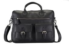 PICCO MASSIMO Men’s 15.6-inch Laptop Padded Messenger Bag | Black | Handcrafted Leather Elegance | Organized Storage | Multiple Compartments | 2 Pocket Sleeves | Removable, Adjustable Shoulder Strap