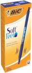 BIC Soft Feel Ballpoint Pens - Blue - Box of 12 Medium Point (1.0 mm) Lightweight Pens with Comfortable Grip