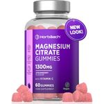 Magnesium Gummies 1300mg | 180mg Elemental Magnesium & 24mg Vitamin C | Strawberry Flavoured | Supplement for Women & Men | 60 Vegan Gummies | by Horbaach