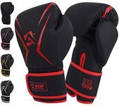 AQF Boxing Gloves Kids Adults - Training Muay Thai Gloves 6oz to 16oz for Punch Bag MMA Sparring Fighting & Kickboxing with Extra Layers of Padding (Red, 12oz)