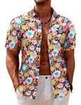 COOFANDY Men's Hawaiian Aloha Shirt Short Sleeve Casual Button Down Floral Printed Beach Shirts with Pocket