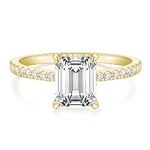 TIGRADE 3CT Engagement Ring for Women Emerald Cut Cubic Zirconia Wedding Band CZ Promise Wedding Ring Size 4-11, Stone, Cubic Zirconia, Gold