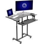 VIVO Mobile Height Adjustable Table, Stand Up Desk Cart with Sliding Keyboard Tray, Computer Workstation, Rolling Presentation Cart, Black, CART-V06A