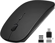 ANEWISH Wireless Mouse,Noiseless Mini Mouse for Laptop/Macbook/Tablet/iPad/Computer- Cordless Mouse with USB Nano Receiver & USB C adapter for Windows/Mac/Linux/OS (AAA Battery Required)