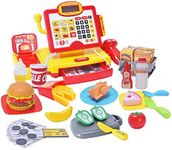 FS Toys Pretend Play Calculator Cash Register with Scanner, Microphone, Play Food, Supermarket Cashier, Great Pre-School Gift for Kids, Toddlers, Boys & Girls, Ages 3 4 5 6 7 8