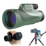 Adasion 12x56 High Definition Monocular Telescope with Smartphone Adapter&Tripod, BAK4 Prism FMC High Power Monocular with Clear Low Light Vision for Wildlife Hunting Camping Travelling Star Watching