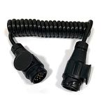 JVJ 3.0m 300cm Coiled Extension Cable Trailer Cable 13-Pin for Trailer Boat Trailer Tractor