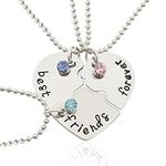 Ticome Best Friend Forever Necklace for 3 Girls,Alloy Crystal Stitching Best Friends Heartr Puzzle and Forever Friendship Set jewelry Sisters Birthday Christmas