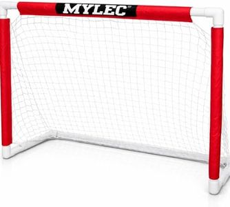 Mylec Junior Hockey PVC Goal (48" x 37"), Easy Assembly, Lightweight & Durable, Sleeve Netting System, (White & Red, 6 Pounds)