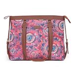 ZOUK Pink Graphic Printed Handmade Vegan Leather Women's Office Bag for 15.6 inch Laptop with double handles - SpaceChakra