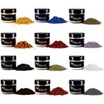 Rolio - Mica Powder - 12 Jars of Pigment for Paint, Dye, Soap Making, Nail Polish, Epoxy Resin, Candle Making, Bath Bombs - Earth Colors