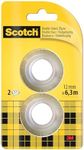 Scotch Double-Sided Tape, 2 Rolls , 12 mm x 6.3 m - Clear Double Sided Sticky Tape, Strong, Long-Lasting, and Photo-Safe