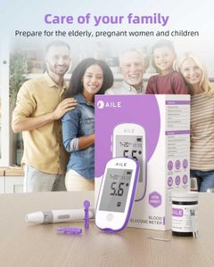 AILE Blood Glucose Test Kit – Meter, 50 Test Strips, 50 Lancets, Home Use