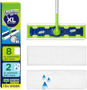 Swiffer Sweeper 2-in-1 Dry + Wet XL Multi Surface Floor Cleaner, Sweeping and Mopping Starter Kit, Includes 1 Mop, 8 Dry Cloths, 2 Wet Cloths