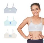 YouGotPlanB Multicolor Training Bra | Good Vibes Design | Cotton Blend | Non-Padded | Wire Free | Adjustable Straps | Beginners Bra for Girls | 10-12 Years | Combo Pack of 3