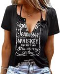 Country Music Shirts Tops for Women Smooth As Tennessee Whiskey Sweet As Strawberry Wine Graphic Tee Shirts Vacation Top