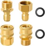 STYDDI Pressure Washer Quick Connect Kit, M22 14mm to 3/8 Inch Hose Quick Connect Fitting Coupler, M22-14mm to 3/8 Inch Pressure Washer Adapter for Power Washer Gun, Hose, Pump, 5000 PSI, 4 Pieces