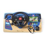 Melissa & Doug Vroom & Zoom Interactive Wooden Dashboard Steering Wheel Pretend Play Driving Toy | Kids Activity Board, Toddler Sensory Toys For Ages 3+ Blue