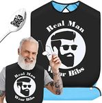 FreeNFond Funny Adult Bibs for Men Women Elderly Eating Clothing Protectors with Crumb Catcher and Coffee Spoon Gag Gifts (Man)