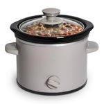 COOK WITH COLOR 2QT Slow Cooker - Goat/Mink 2.0QT Removable Stoneware & Lid, Tempered Glass, Dishwasher Safe, 110-240V 50/60Hz 90W, Goat/Mink