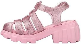 mini melissa Megan Platform Sandals for Kids, Pink/Glitter Pink, 12