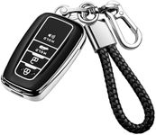 Tukellen for Toyota Key Fob Cover with Keychain Special Soft TPU Key Case Protector Compatible with 2018-2020 Toyota RAV4 Camry Avalon C-HR Prius Corolla(only for Keyless go)-Silver