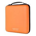 KUOCDSIK CD Case, 192 Capacity Hard EVA Protective Blu-ray CD Wallet Double Zipper Hand Strap Portable Disc Organizer DVD Case for Car Travel (192 Capacity, Orange192)