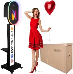 ZLPOWER Photo Booth for iPad 10.2" 10.5" 10.9" 11" 12.9" and for Camera Dualuse with Customized Logo Photobooth Machine Selfie Station Stand RGB Light and Honeycomb Box for Rental Wedding Parties