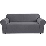 BellaHills Super Stretch Sofa Covers Couch Covers Sofa Slipcovers Furniture Protector for Sofas/Kids/Pets | Form Fitted Jacquard with Elastic Bottom, Thick Soft Non Slip (3 Seater, Charcoal Gray)