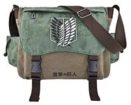 Roffatide Anime Attack on Titan Messenger Bag Crossbody Bag Survey Corps Canvas Shoulder Bag Flap Synthetic Leather Satchel School Bag