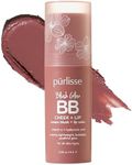 pūrlisse Blush Stick, 2-in-1 Cheek Lip Tint Stick - 100% Natural, Vegan - Buildable Lightweight Shimmer Cream Blush, Hydrating Formula for All Day Wear (Moving Mauve)