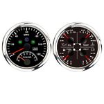 ELING 85mm GPS Speedometer 120MPH with Tachometer 8000RPM Gauge with 4in1 Multifunction Fuel Level Oil Pressure Water Temp Voltmeter with Alarm and Backlight for ATV UTV Marine Boats