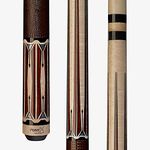 Players HXTE4 PureX Billiard Cue Stick Natural Birdseye Maple Forearm and Butt With Split Graphic Rengas Points, Pearled Diamonds with Black Spires, Brown Lizard Print Embossed Leather Wrap, 19-Ounce, 12.75mm Tip