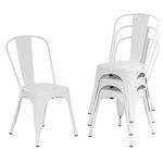 FDW Metal Dining Chairs Set of 4 Indoor Outdoor Chairs Patio Chairs Kitchen Metal Chairs 18 Inch Seat Height Restaurant Chair Metal Stackable Chair Tolix Side Bar Chairs (Cream)