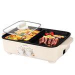 Food Party Hot Pot Electric Grill 2 in 1 Korean BBQ Grill Indoor Smokeless Grill Hotpot Pot Electric Cooker Shabu Shabu Pot 220V 1360W Non Stick (Small)