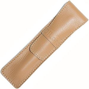 DiLoro Soft Full Grain Leather Pencil Fountain Pen Holder Case Pouch Light Brown