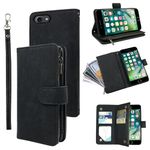 Compatible with iPhone 6 6s Wallet Case and Premium Vintage Leather Flip Credit Card Holder Stand Cell Folio Purse Phone Cover for iPhone6 Six i6 S iPhone6s i Phone6s Phone6 6a S6 6SE Women Men Black