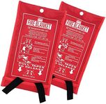 Deke Home - 2 Pack Fire Blanket, Fiberglass Emergency Blanket, Fireproof Blanket, Flame Retardant Blanket, Fire Extinguisher for Kitchen, Fireplace, Camping, Outdoors, Car, 2 Pack, 39x39”