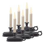 Xodus Innovations FPC1625A-6 Battery Operated 9 Inch Window Candle New Dynamic 3 D Warm White Flicker Flame, with 3 Position Switch and Automatic On Timer, Pack of 6, Black/Aged Bronze