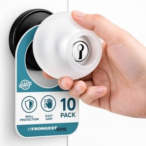 STRONGEST HOME Clear Silicone Door Knob Cover & Wall Protector – Soft Rubber Handle Grip for Arthritis Support and Quiet Damage Prevention (10 Pack)